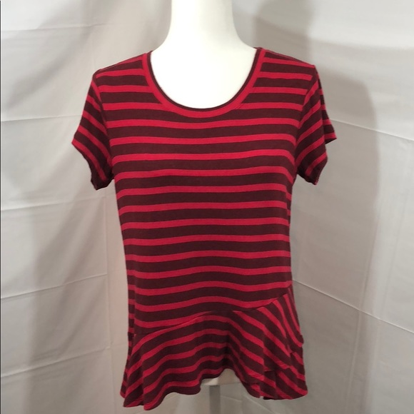 Cabi Sweet Talk Red Striped Peplum Top - Picture 2 of 9